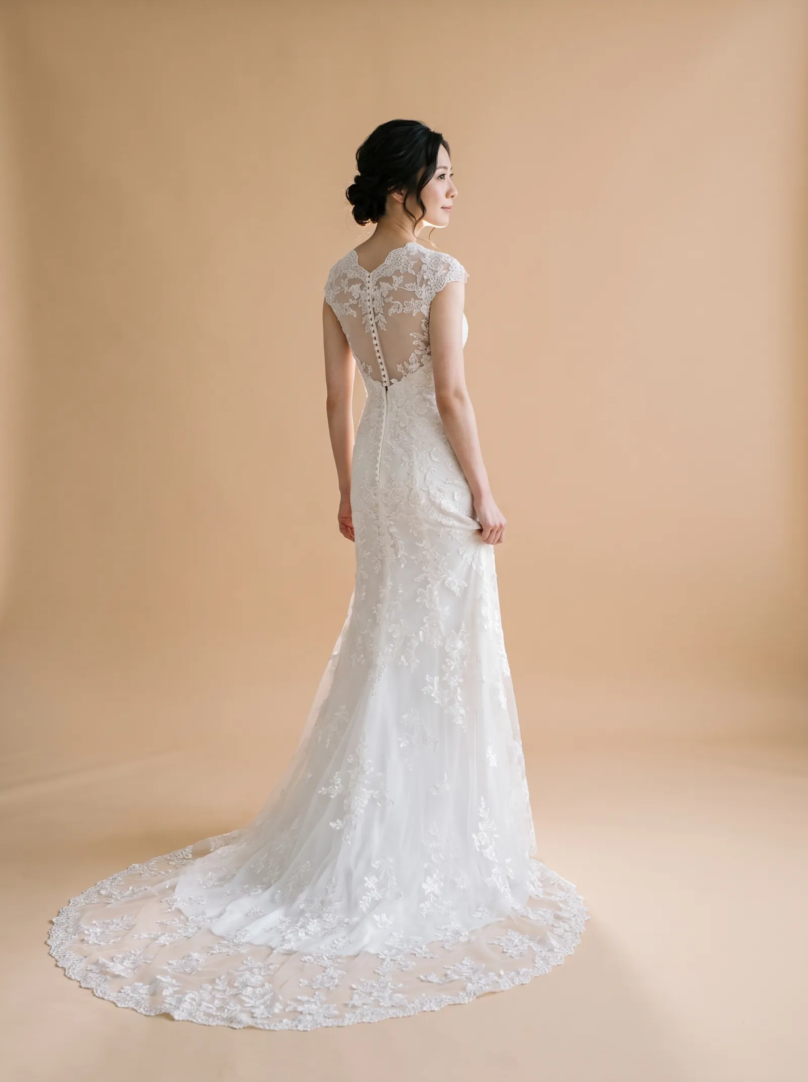 Constance wedding gown, back - walking away, profile