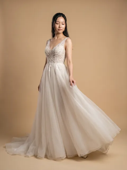 Willow wedding gown, candid - controlled sweep
