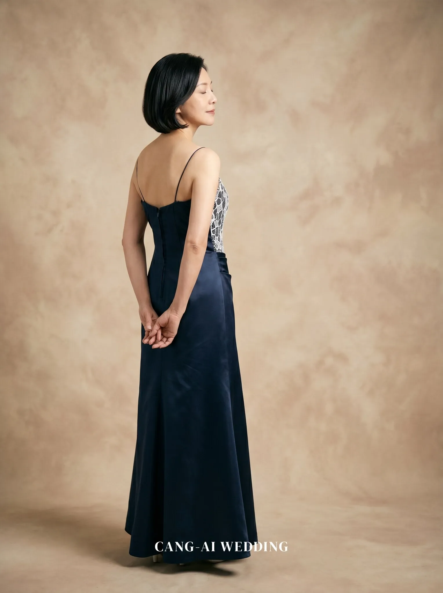 mother_gown_69 - Serene profile in three-quarter back view