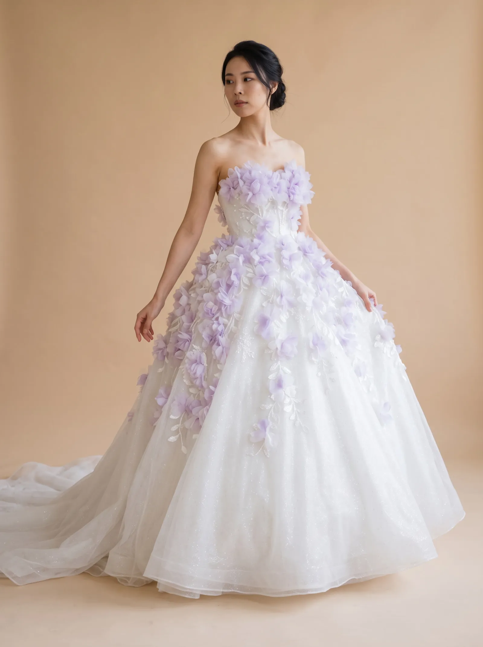Violetta wedding gown, candid - controlled sweep