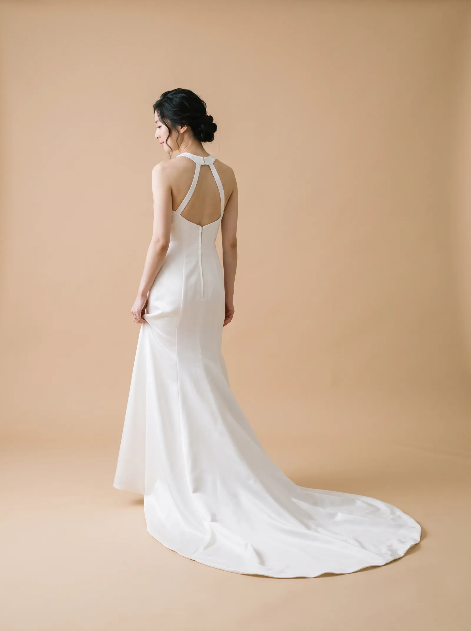 Ingrid wedding gown, back - walking away, profile