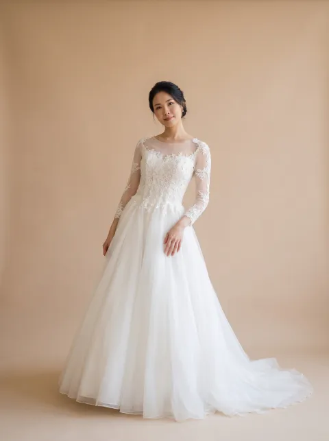 Beatrice wedding gown, front full-length