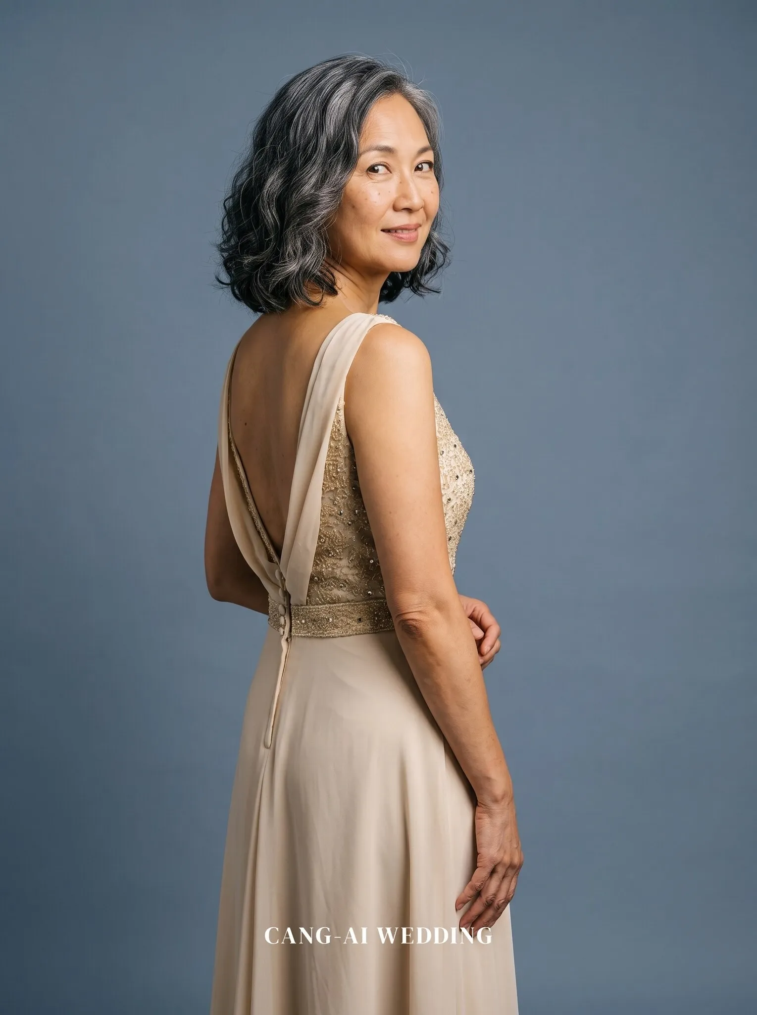 mother_gown_62 - Standing poised in right profile
