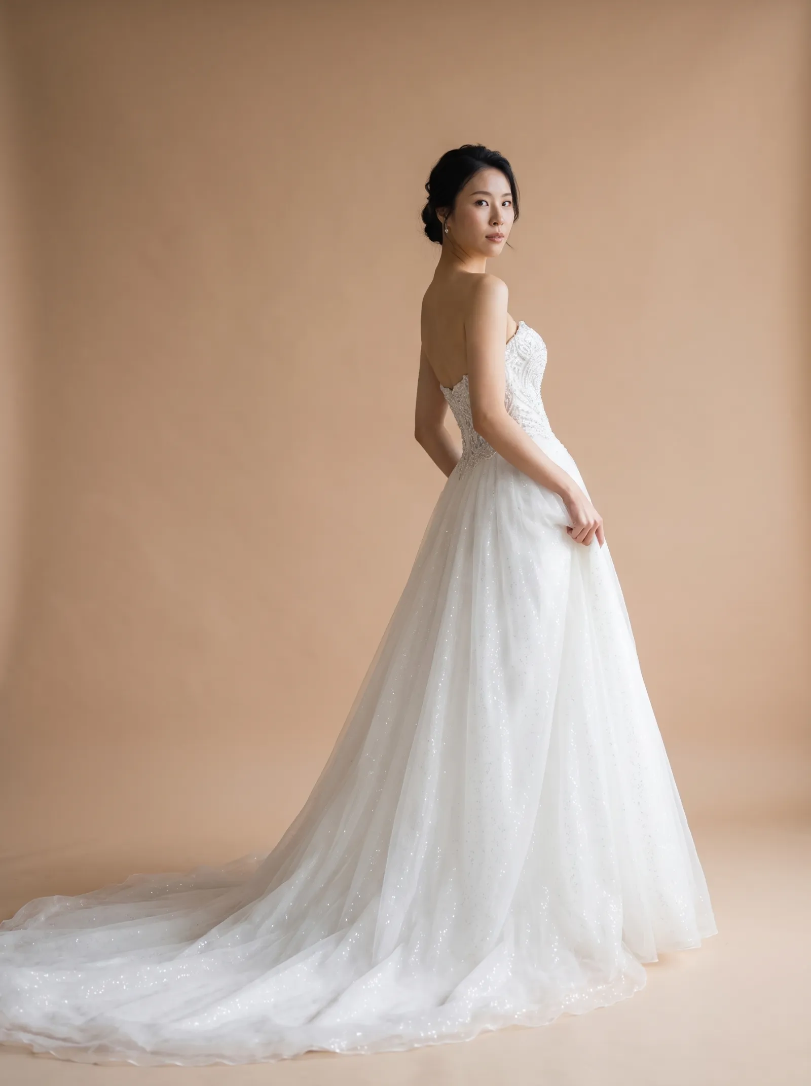 Aurora wedding gown, hero - couture shoulder turn
