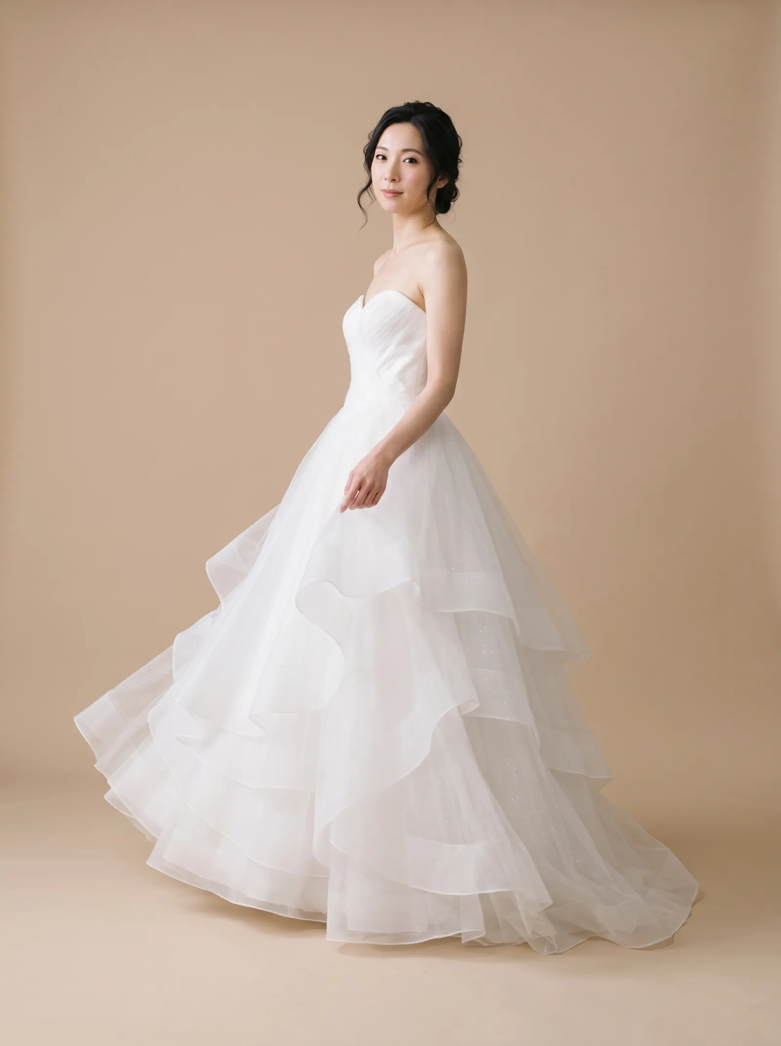 Stella wedding gown, three-quarter turn in motion