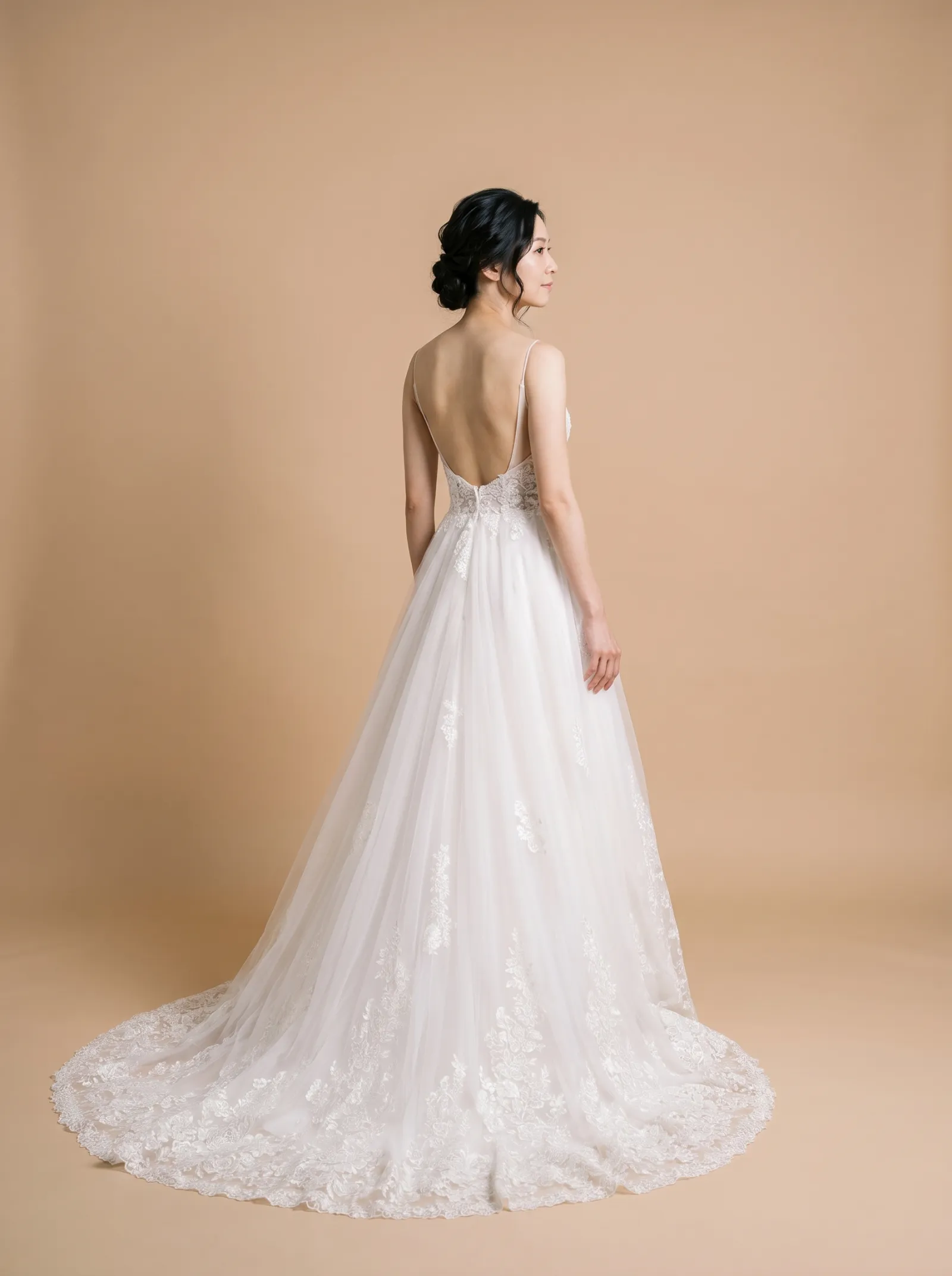 Ivy wedding gown, back - walking away, profile