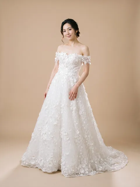 Magnolia wedding gown, front full-length