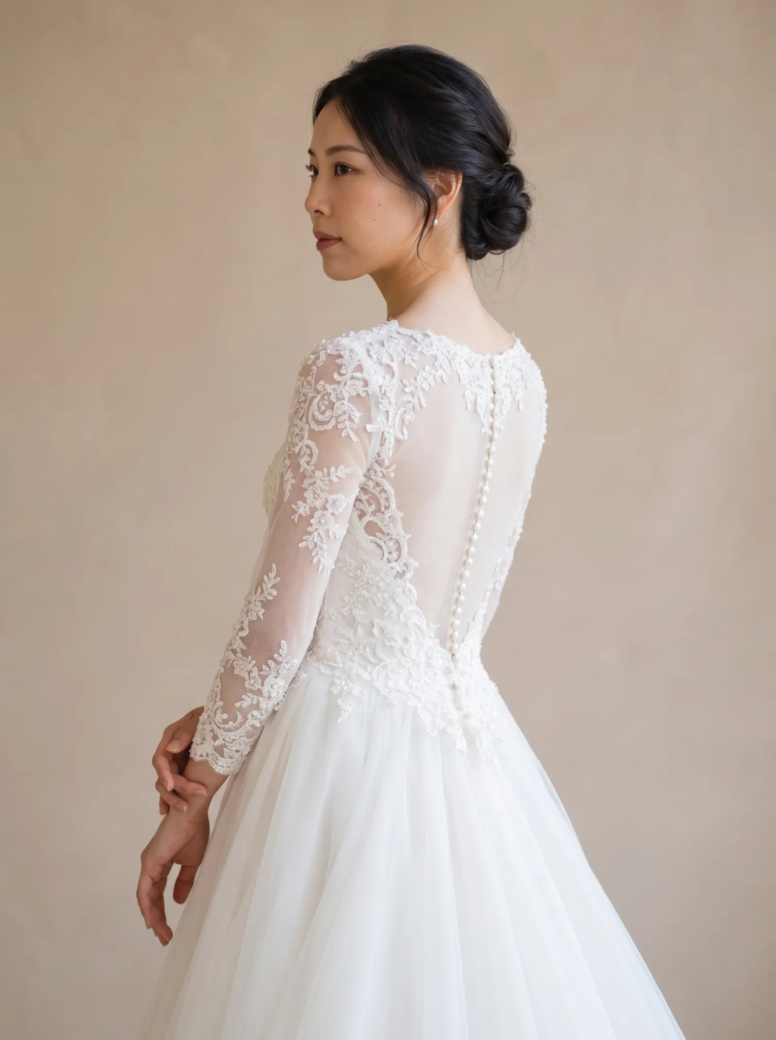Beatrice wedding gown, bodice - three-quarter back