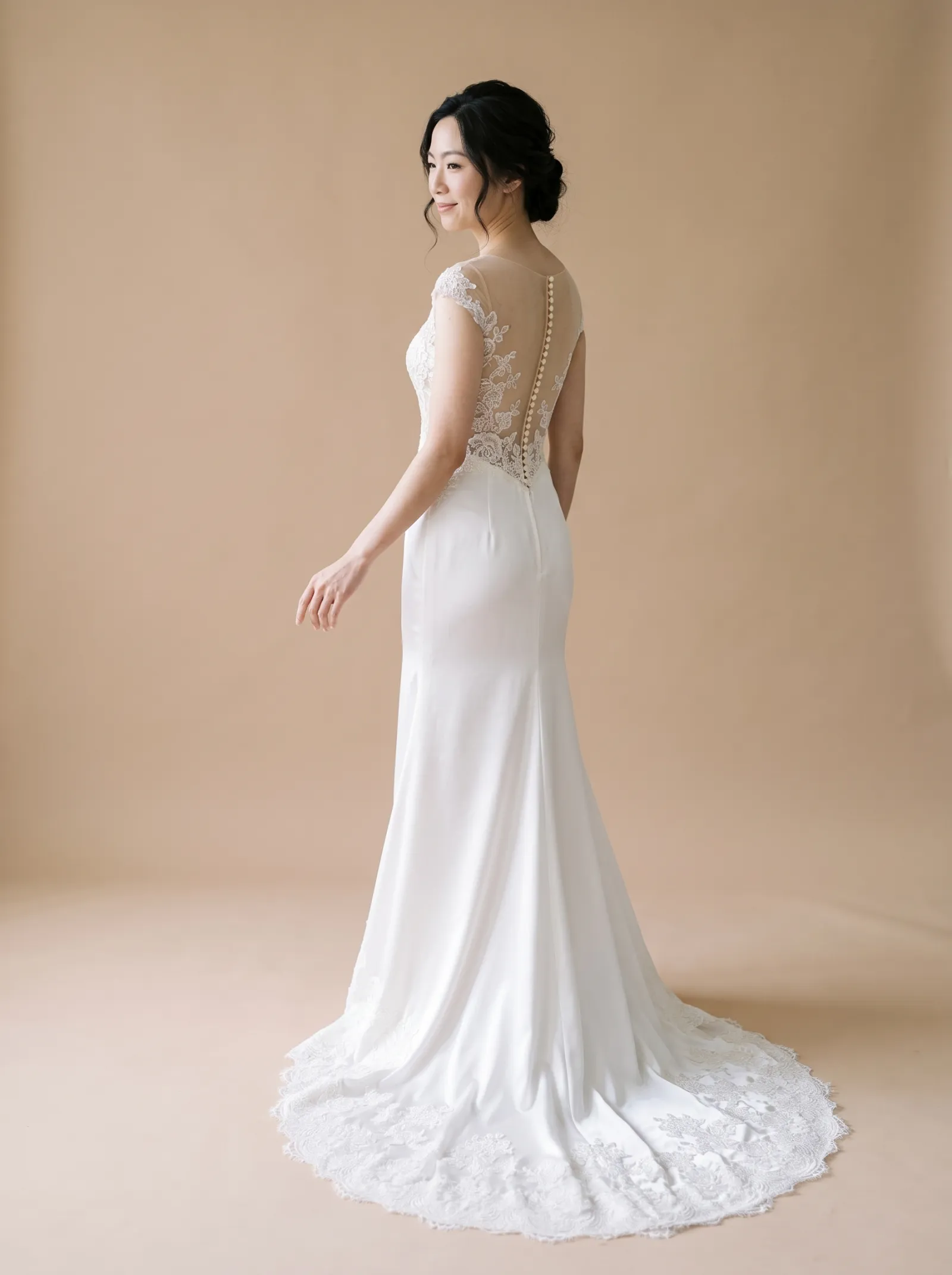 Bryony wedding gown, candid - train release