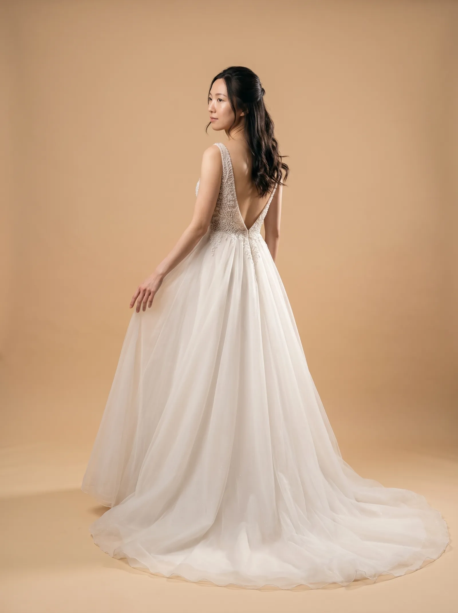 Willow wedding gown, candid - train release
