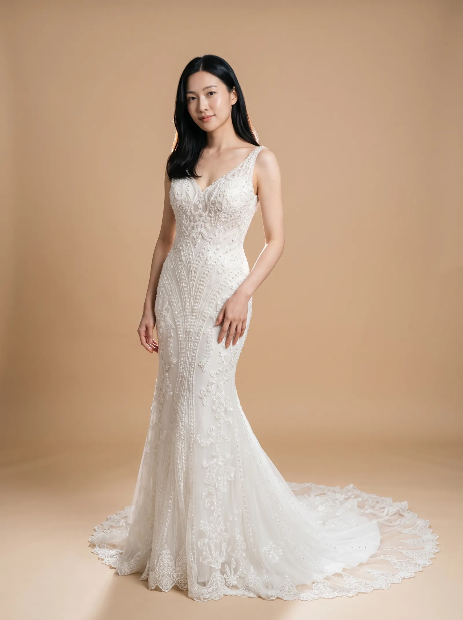 Selene wedding gown, front full-length