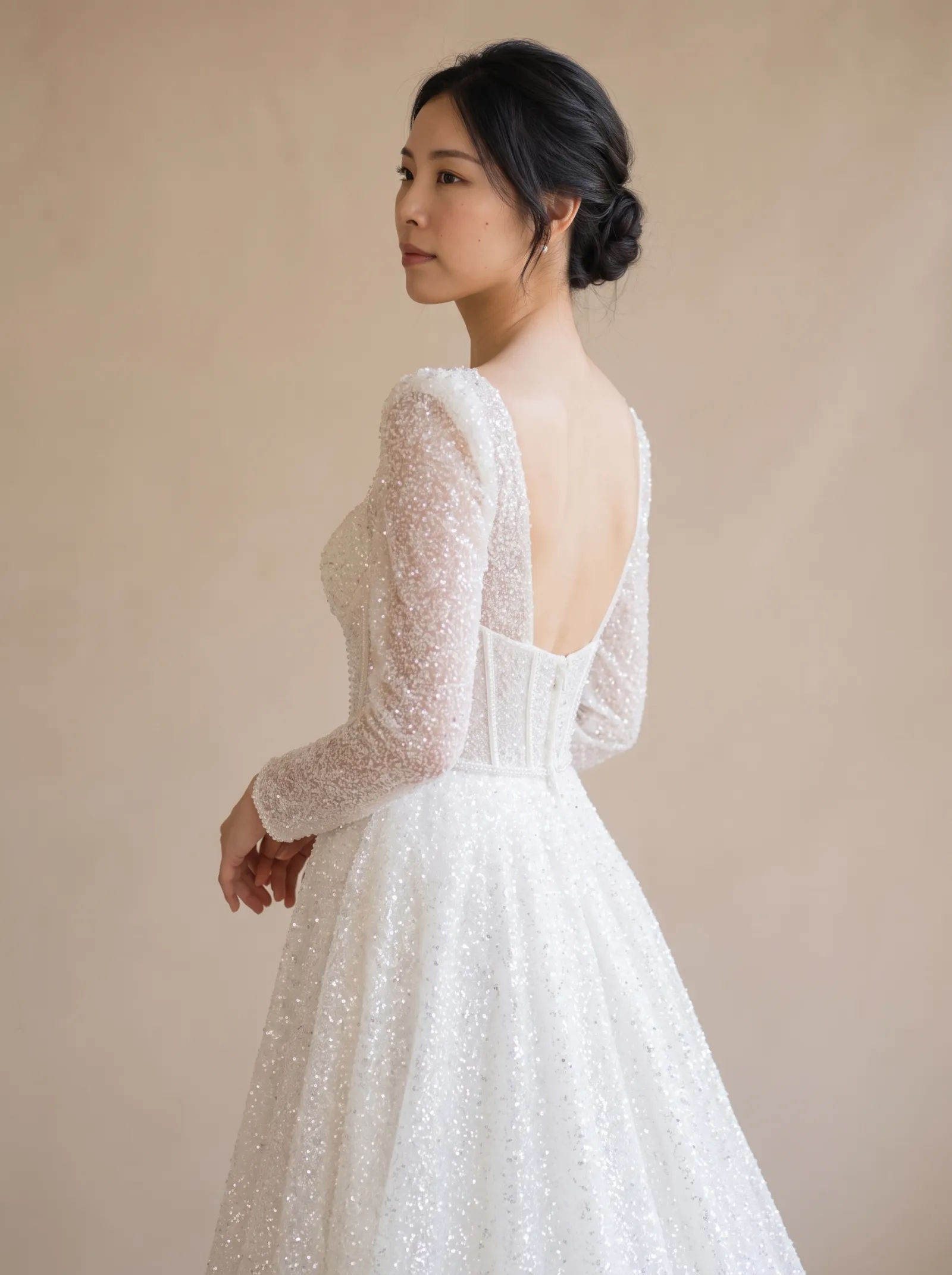 Lucienne wedding gown, bodice - three-quarter back