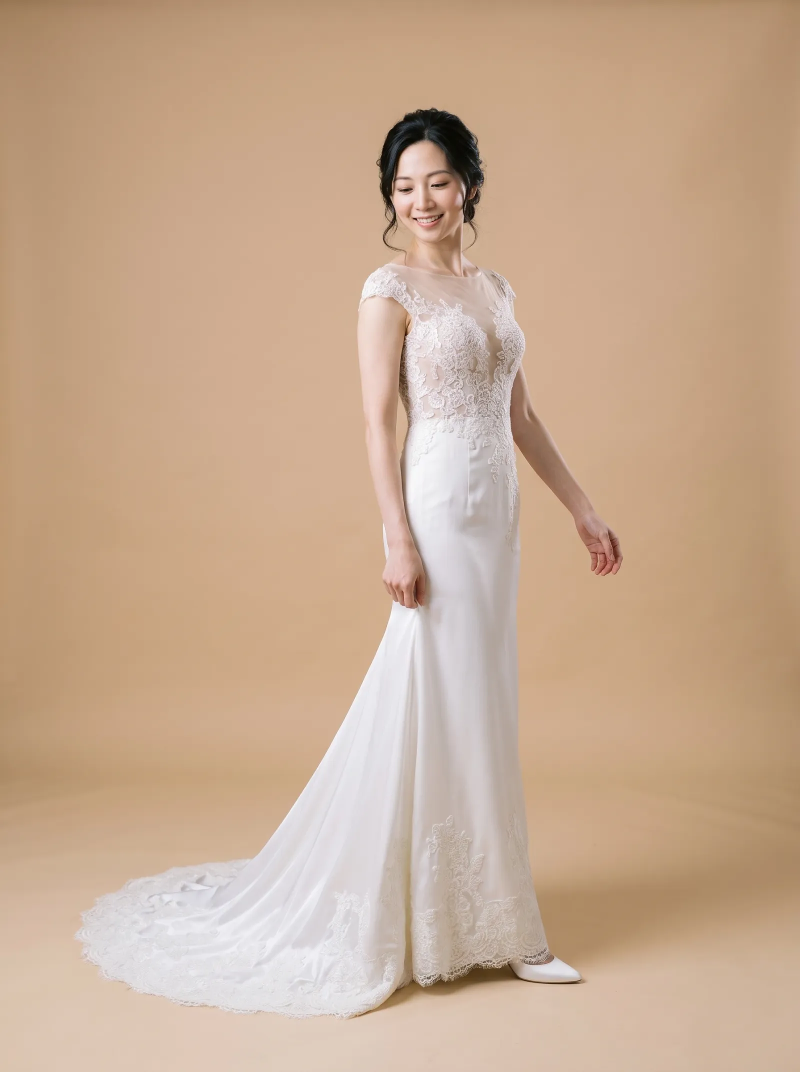 Bryony wedding gown, candid - controlled sweep