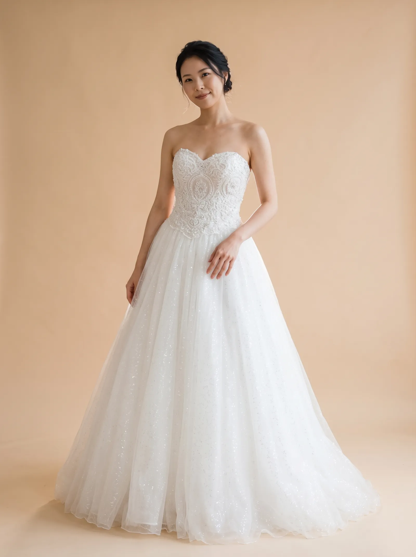 Aurora wedding gown, front full-length