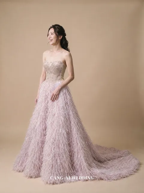 Gwendolyn dusty pink evening gown, front, full length