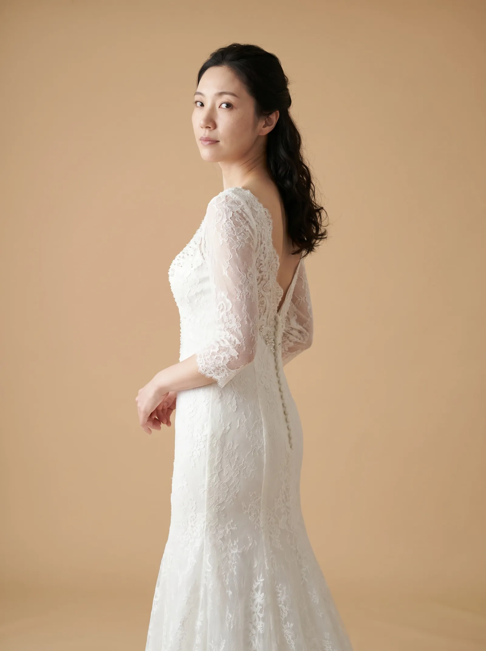 Josephine wedding gown, bodice - three-quarter back