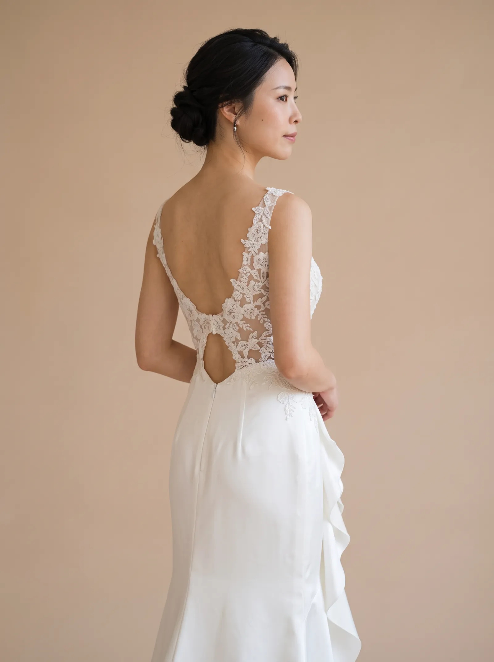 Nocturne wedding gown, bodice - three-quarter back
