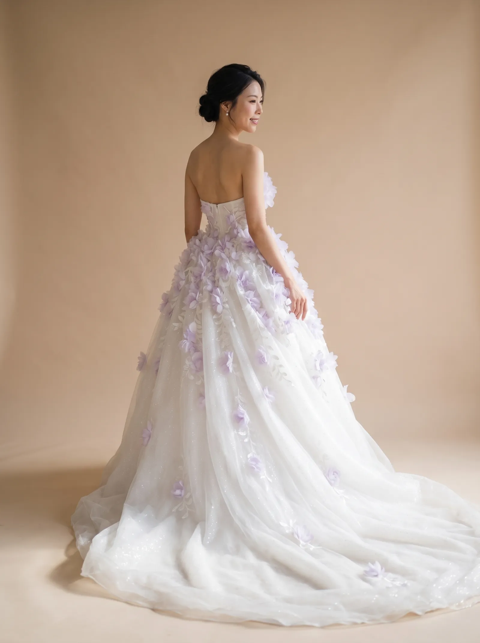 Violetta wedding gown, candid - train release