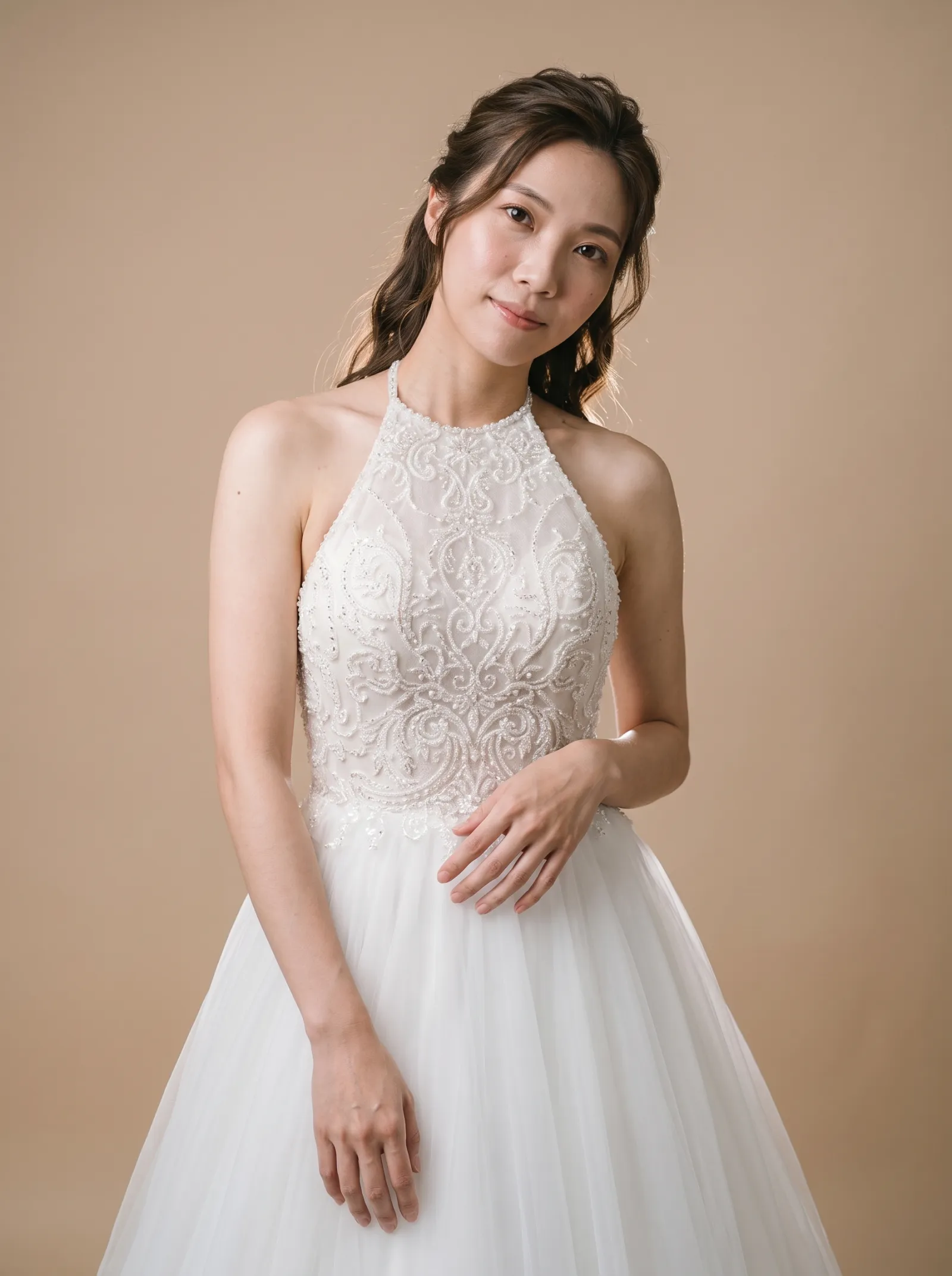 Lyra wedding gown, bodice - hands framing the waist