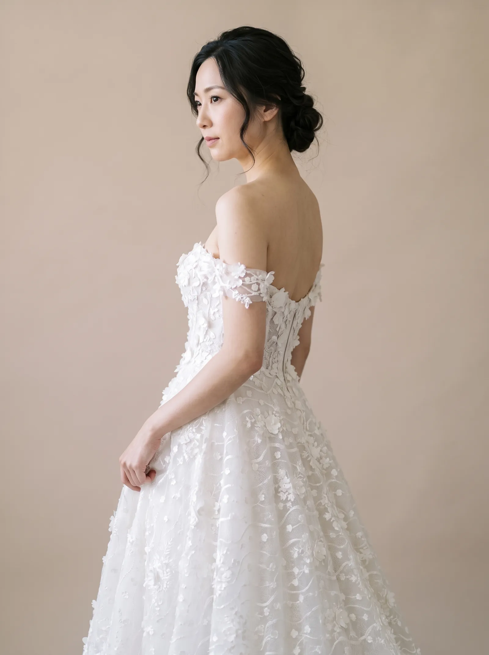 Magnolia wedding gown, bodice - turned into the light