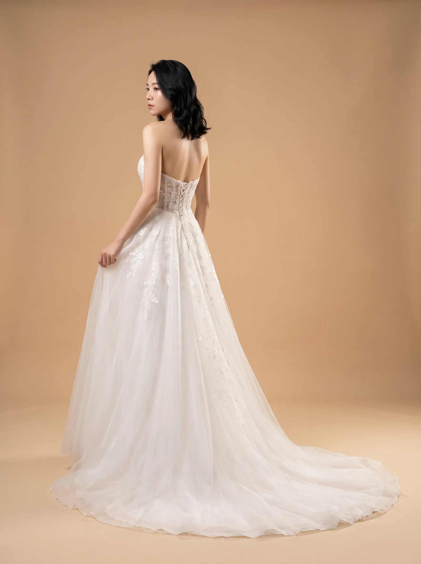 Wren wedding gown, hero - couture shoulder turn