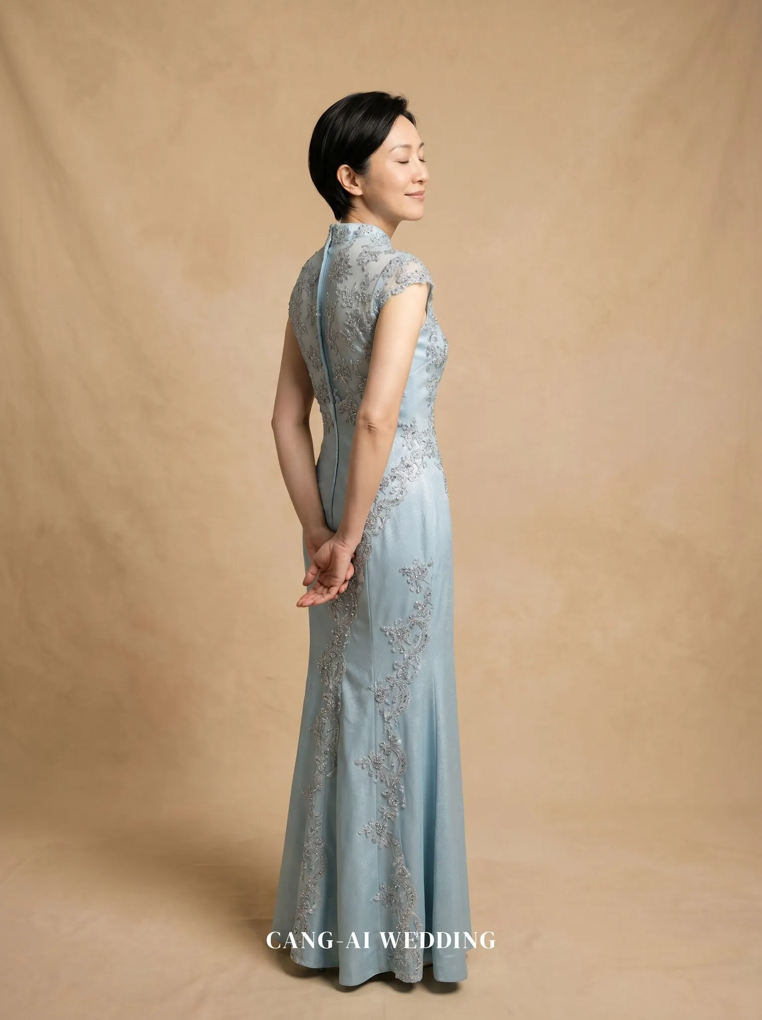 mother_gown_70 - Serene profile in three-quarter back view