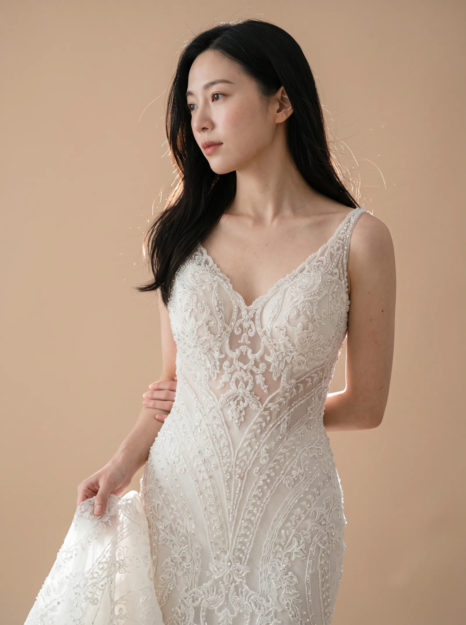 Selene wedding gown, bodice - turned into the light