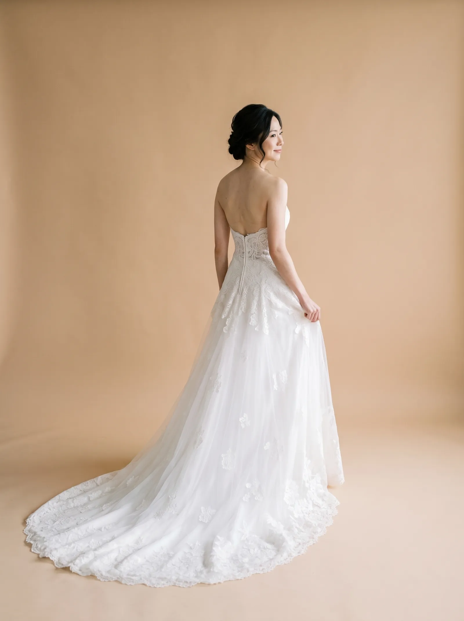 Camellia wedding gown, back - walking away, profile