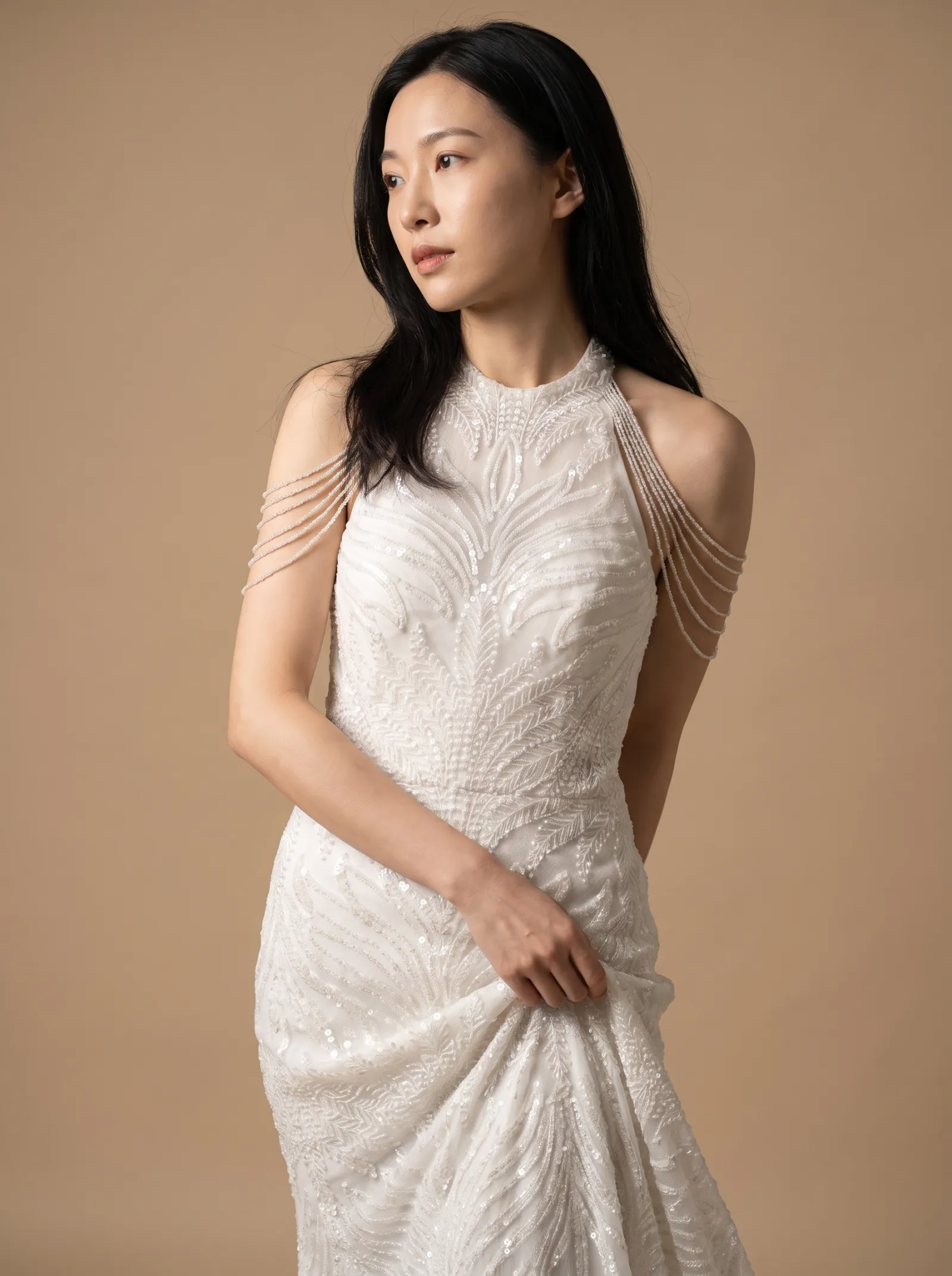 Mira wedding gown, bodice - turned into the light