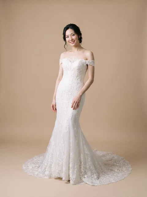 Ambre wedding gown, front full-length