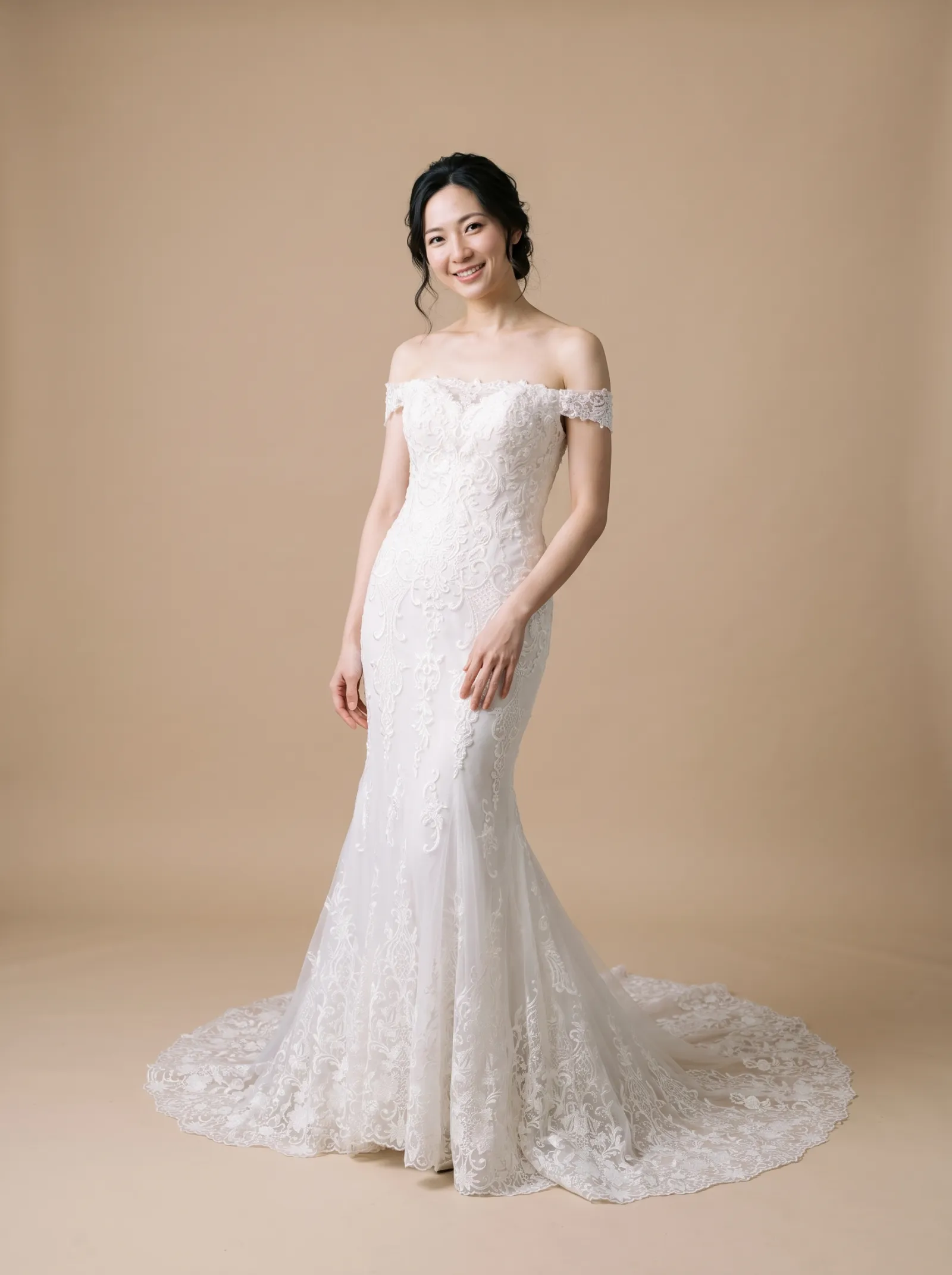 Ambre wedding gown, front full-length