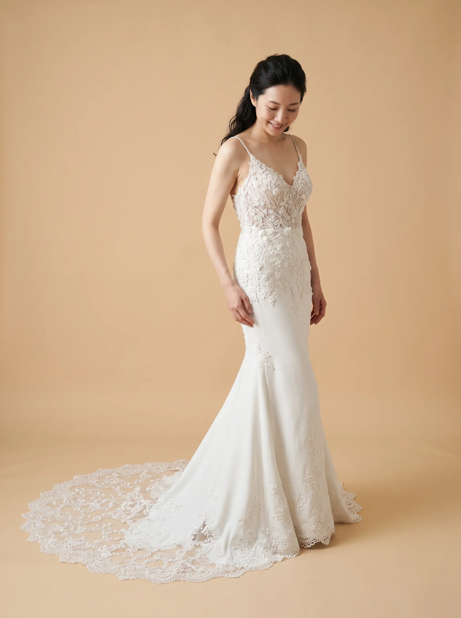 Primrose wedding gown, candid - gown brush