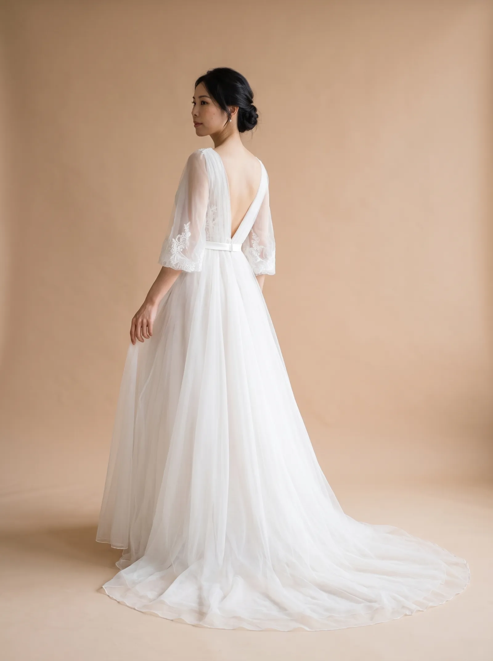 Rosalind wedding gown, candid - train release