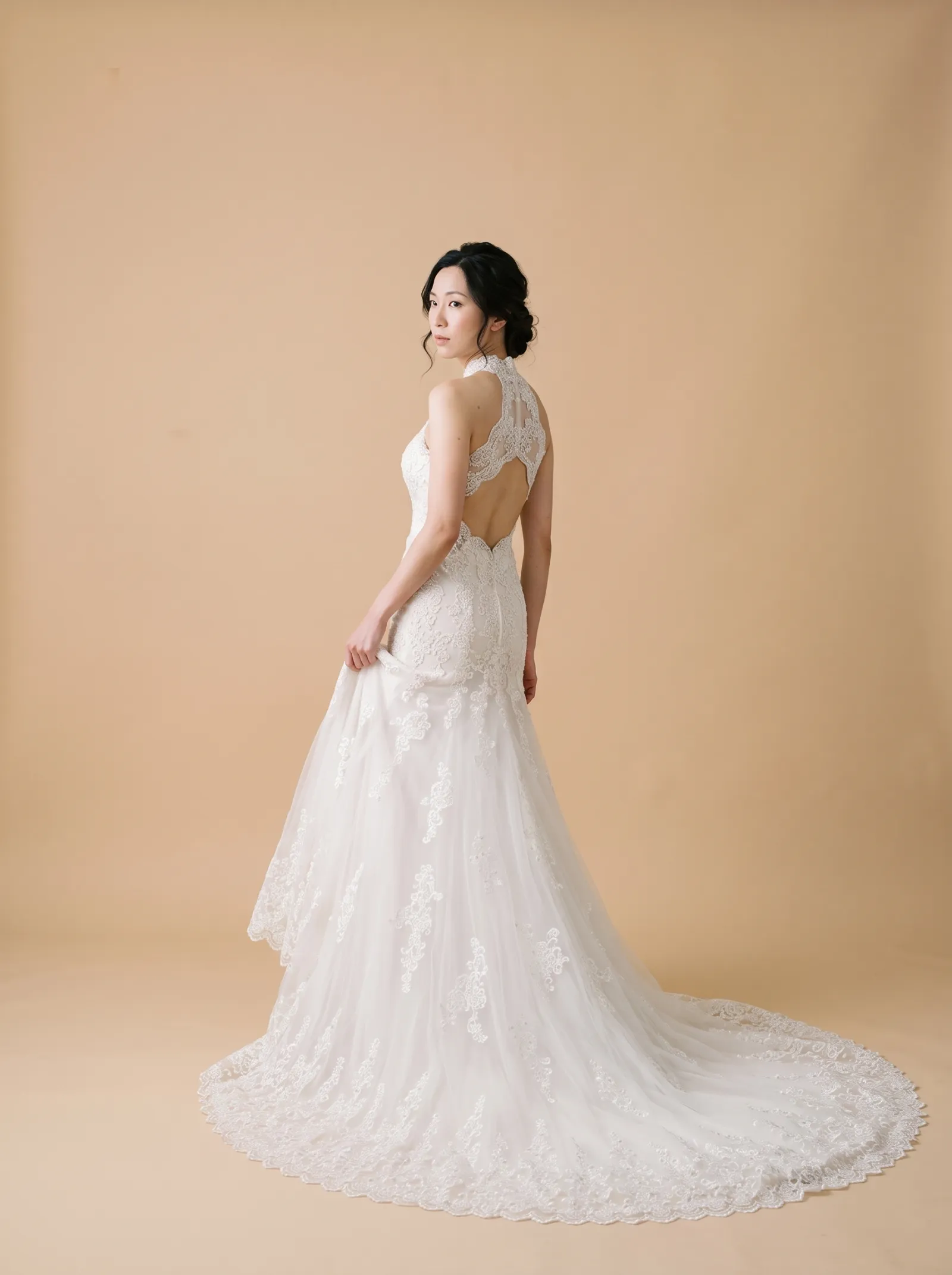 Regina wedding gown, hero - couture shoulder turn
