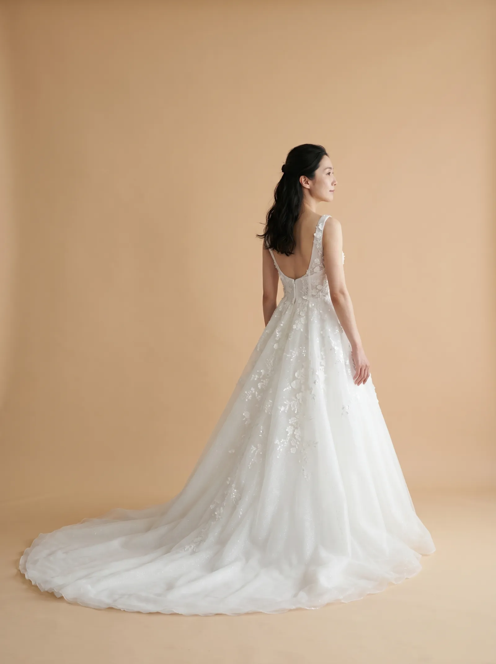 Thea wedding gown, back - walking away, profile
